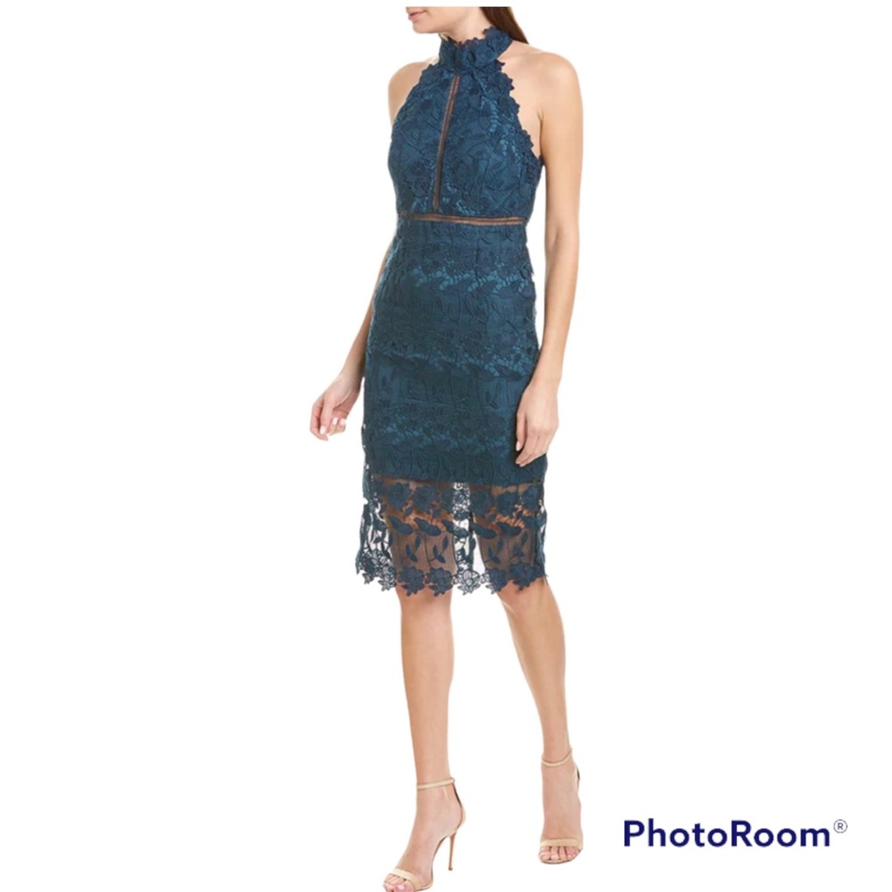 Bardot Noni Lace Halter Dress Ash Blue